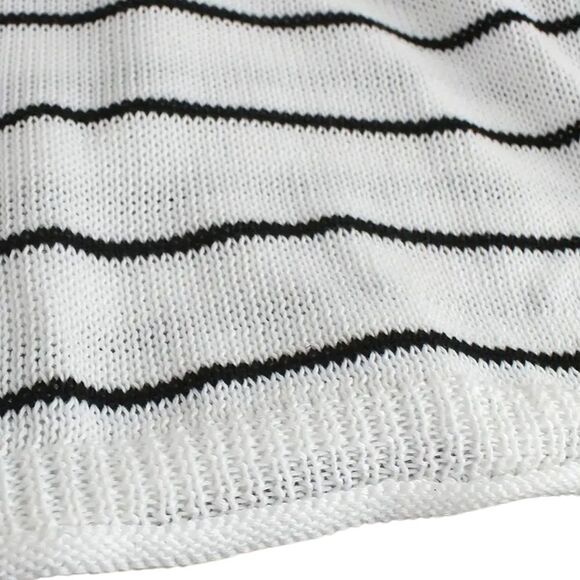 Youins Black and Cream Striped Turtleneck Sweater - Picture 2 of 5